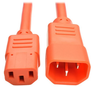 Eaton Tripp Lite Series Heavy-Duty PDU Power Cord, C13 to C14 - 15A, 250V, 14 AWG, 2 ft. (0.61 m), Orange