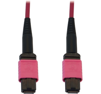 Eaton Tripp Lite Series 100G Multimode 50/125 OM4 Fiber Optic Cable (12F MTP/MPO-PC F/F), LSZH, Magenta, 2 m (6.6 ft.)