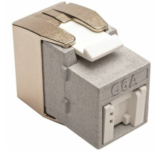 Tripp Lite by Eaton Cat6a Keystone Jack with Dust Shutter, 180-Degree Toolless - Silver - 1 x RJ-45 Female
