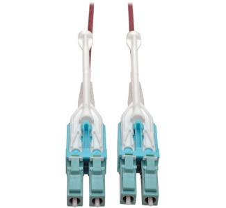 Tripp Lite by Eaton 10G Duplex Multimode 50/125 OM4 LSZH Fiber Optic Cable (LC/LC) Push/Pull Tabs Magenta 10 m