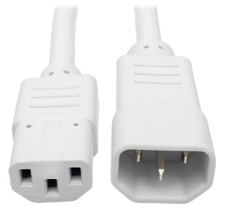 Eaton Tripp Lite Series Heavy-Duty PDU Power Cord, C13 to C14 - 15A, 250V, 14 AWG, 3 ft. (0.91 m), White