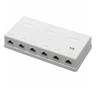 Eaton Tripp Lite Series Pre-Configured Unshielded Cat6 6-Port Surface-Mount Box, 110 IDC, RJ45, White