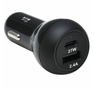 Eaton Tripp Lite Series Dual-Port USB Car Charger with 39W Charging - USB-C (27W) PD 3.0, USB-A (12W), Black