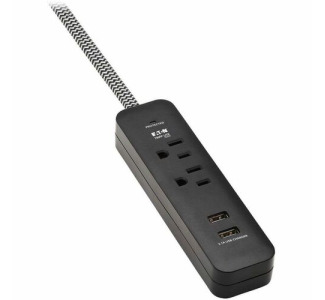 Eaton Tripp Lite Series 2-Outlet Surge Protector with 2 USB Ports (2.1A Shared) - 6 ft. Cord, 5-15P Plug, 450 Joules, Black