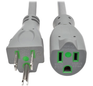 Eaton Tripp Lite Series Hospital-Grade Extension Cord, NEMA 5-15P to NEMA 5-15R - Green Dot, 15A, 125V, 14 AWG, 6 ft. (1.83 m), Gray