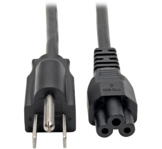 Eaton Tripp Lite Series 3-Slot Power Cord, NEMA 5-15P to C5 - Laptop/Notebook, 10A, 125V, 18 AWG, 3 ft. (0.91 m), Black