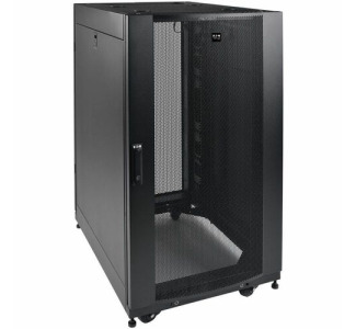 Tripp Lite by Eaton 25U SmartRack Shallow-Depth Half-Height Rack Enclosure Doors Side Panels Heavy-Duty Casters