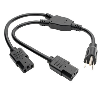 Tripp Lite by Eaton Y Splitter Power Cable NEMA 5-15P to 2x C13 - 10A 125V 18 AWG 1.5 ft. (0.45 m) Black