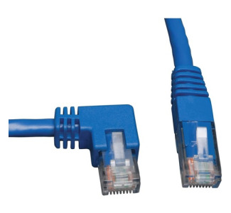 Eaton Tripp Lite Series Left-Angle Cat6 Gigabit Molded UTP Ethernet Cable (RJ45 Left-Angle M to RJ45 M), Blue, 3 ft. (0.91 m)