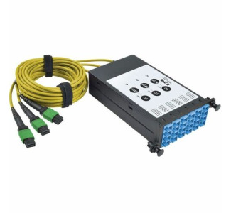 Eaton Tripp Lite Series 40/100Gb Fiber Breakout Cassette with Built-In MTP Cables, 40Gb to 4 x 10Gb, 100Gb to 4 x 25Gb, (x3) 8-Fiber Singlemode MTP/MPO to (x12) LC Duplex 9/125
