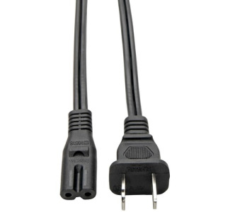 Eaton Tripp Lite Series 2-Slot Non-Polarized Replacement Power Cord, 1-15P to C7 - 10A, 120V, 18 AWG, 6 ft. (1.83 m), Black