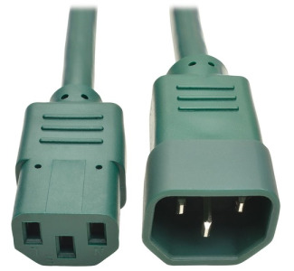 Eaton Tripp Lite Series Heavy-Duty PDU Power Cord, C13 to C14 - 15A, 250V, 14 AWG, 3 ft. (0.91 m), Green