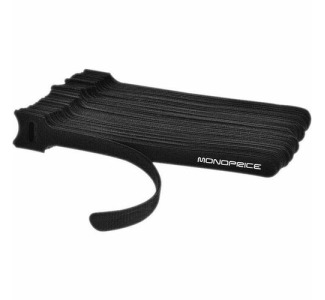 Monoprice Hook and Loop Fastening Cable Ties, 6in, 50 pcs/pack, Black