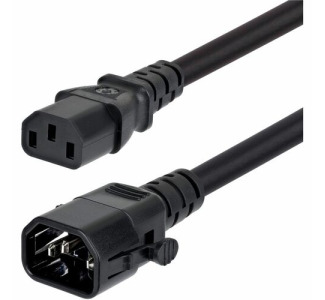 StarTech 10ft (3m) Heavy Duty Power Extension Cord, Locking C14 to C13, PDU Power Cord, 15A 250V, 14AWG, UL Listed, TAA
