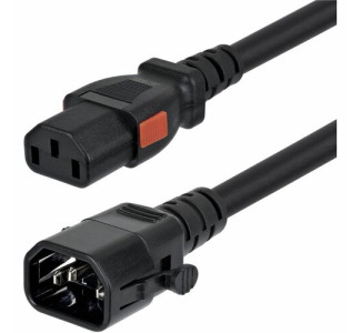 StarTech 10ft (3m) Heavy Duty Power Extension Cord, Locking C14 to Locking C13, PDU Power Cord, 15A 250V, 14AWG, UL Listed, TAA