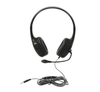 Califone On-Ear Headset w/ Gooseneck Mic, Inline Volume Control - KH-08GT Black