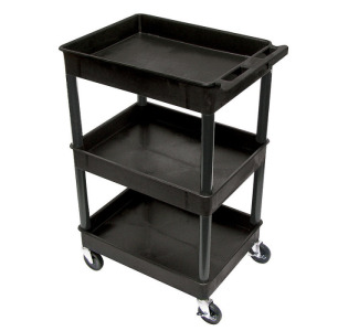 3-Shelf Tub Utility Cart 18x24 - Black