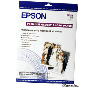 Epson 8x10 Glossy Premium Photo Paper 20-Sheets