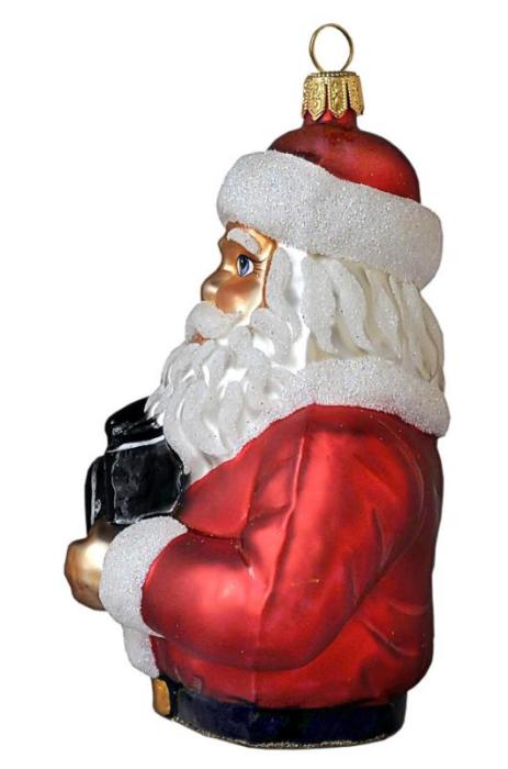 Glass Santa Christmas Ornament - side view